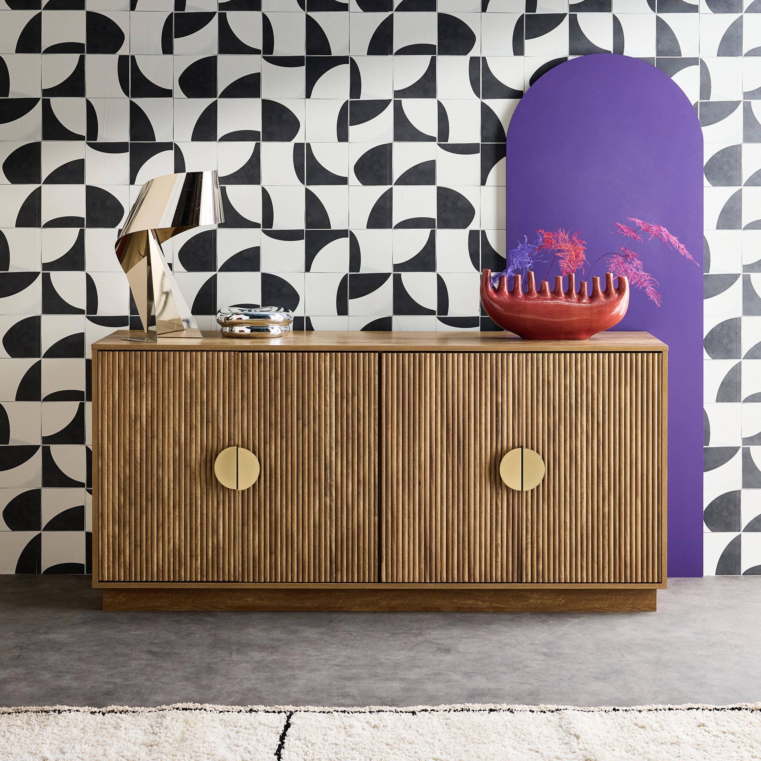 160cm exotic 4-door mango wood effect sideboard