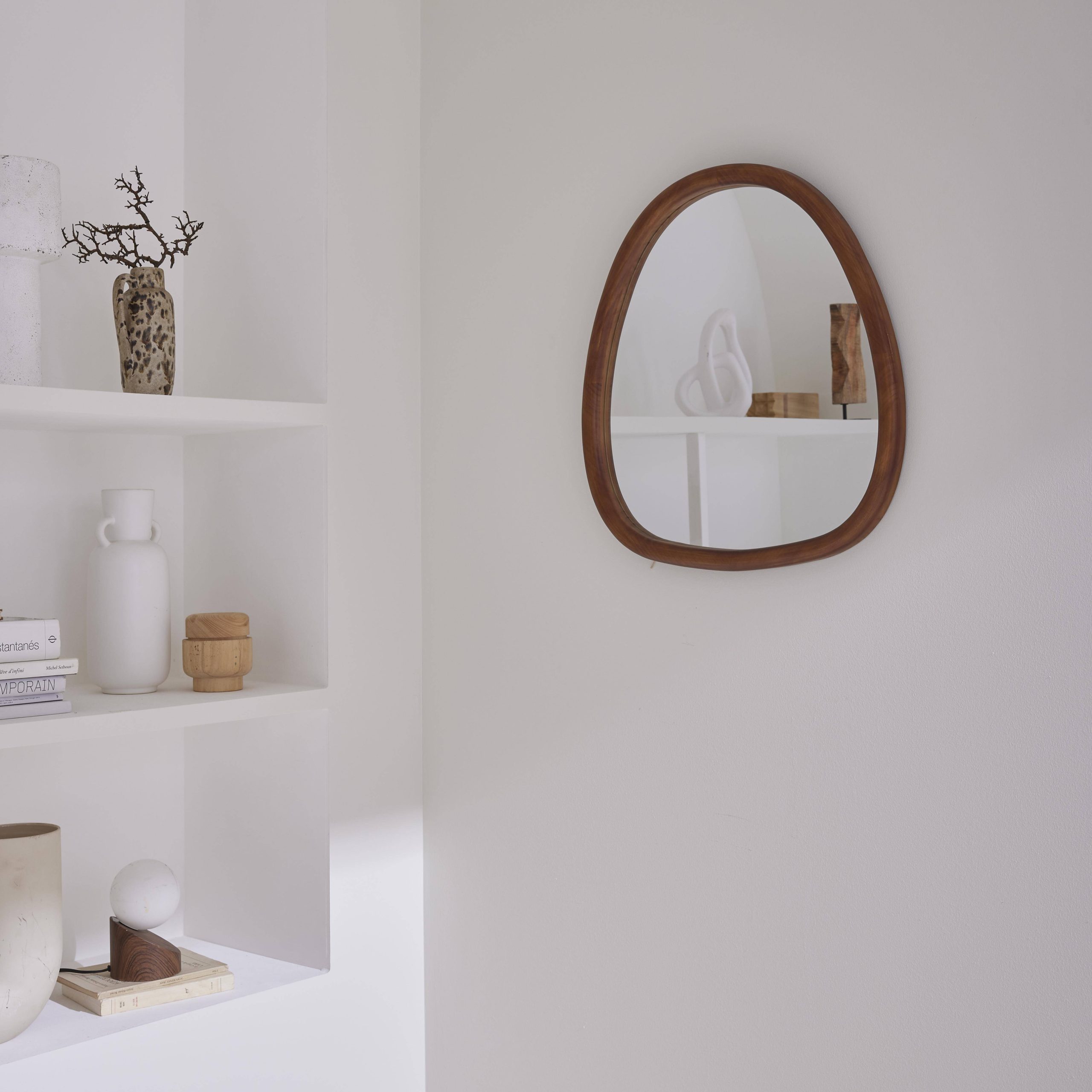 55cm oval wooden mirror