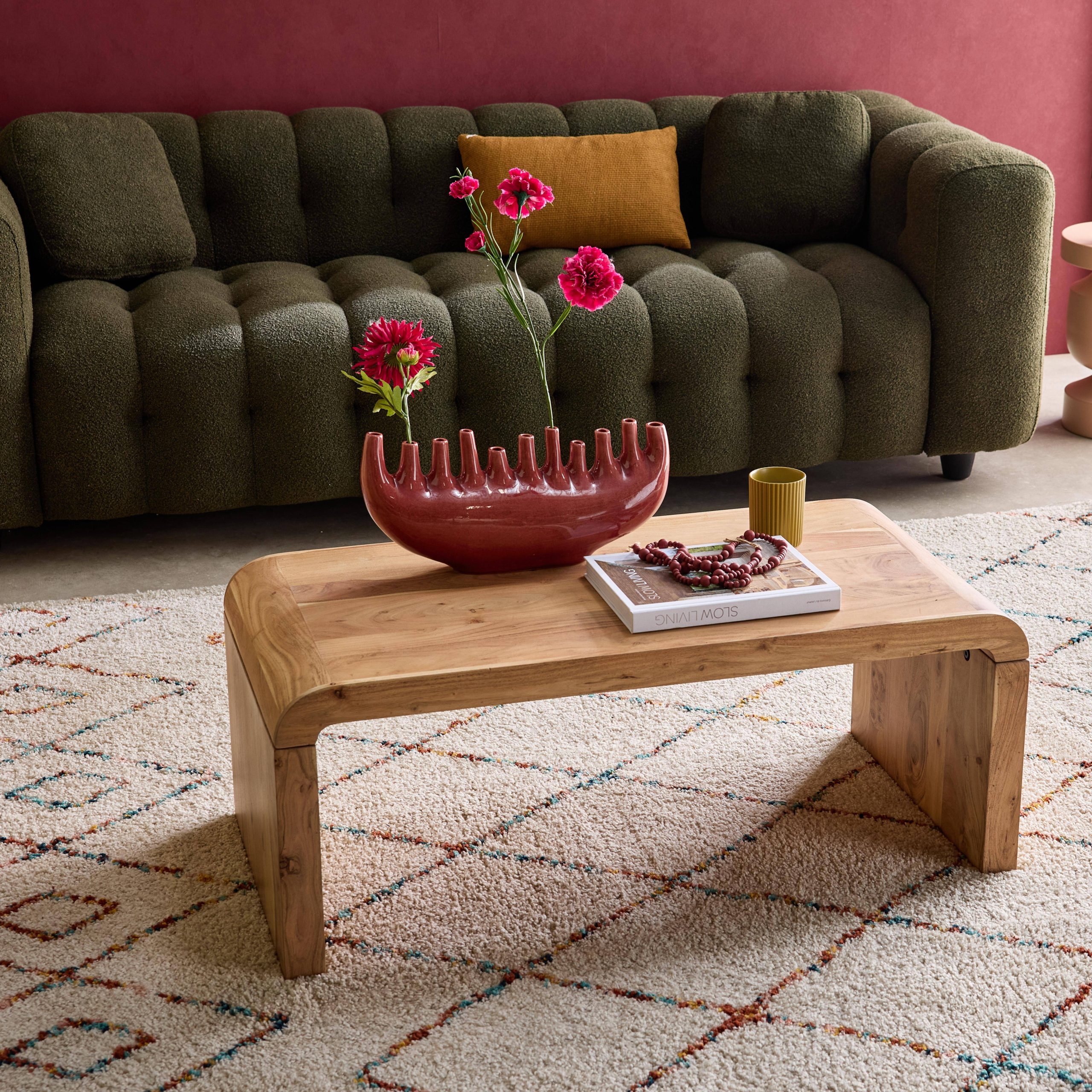 Rectangular coffee table in solid acacia wood