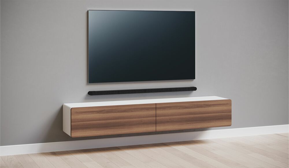 Ikon Matte White + Walnut Floating TV Unit  – 166cm