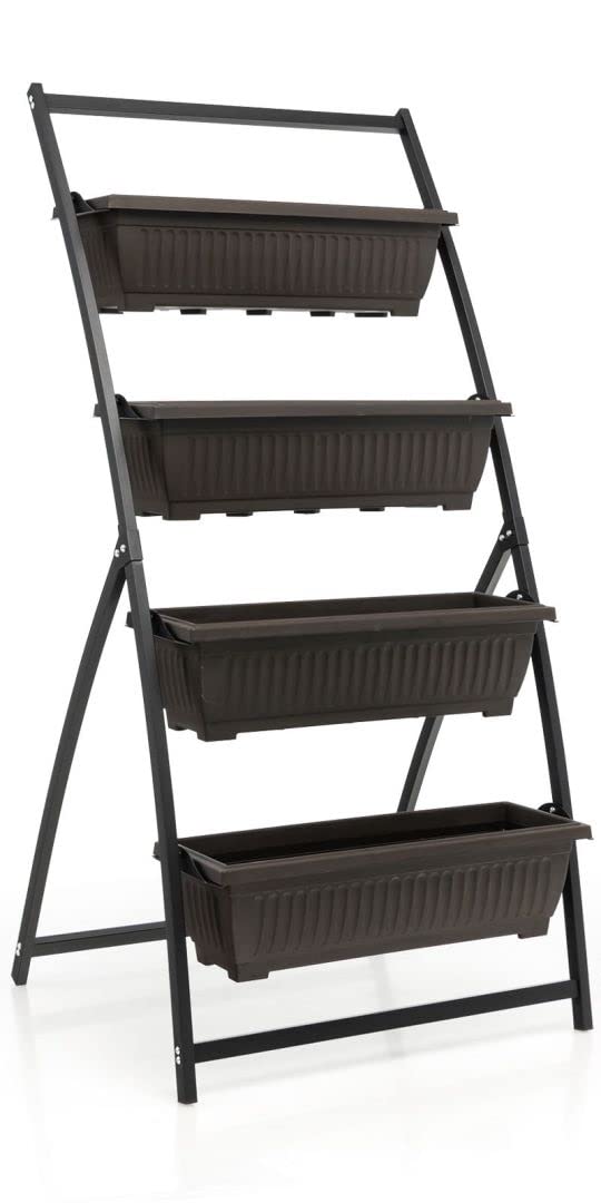 Giantexuk raised garden bed, 4 tier vertical ladder planter with removable trays and drainage holes