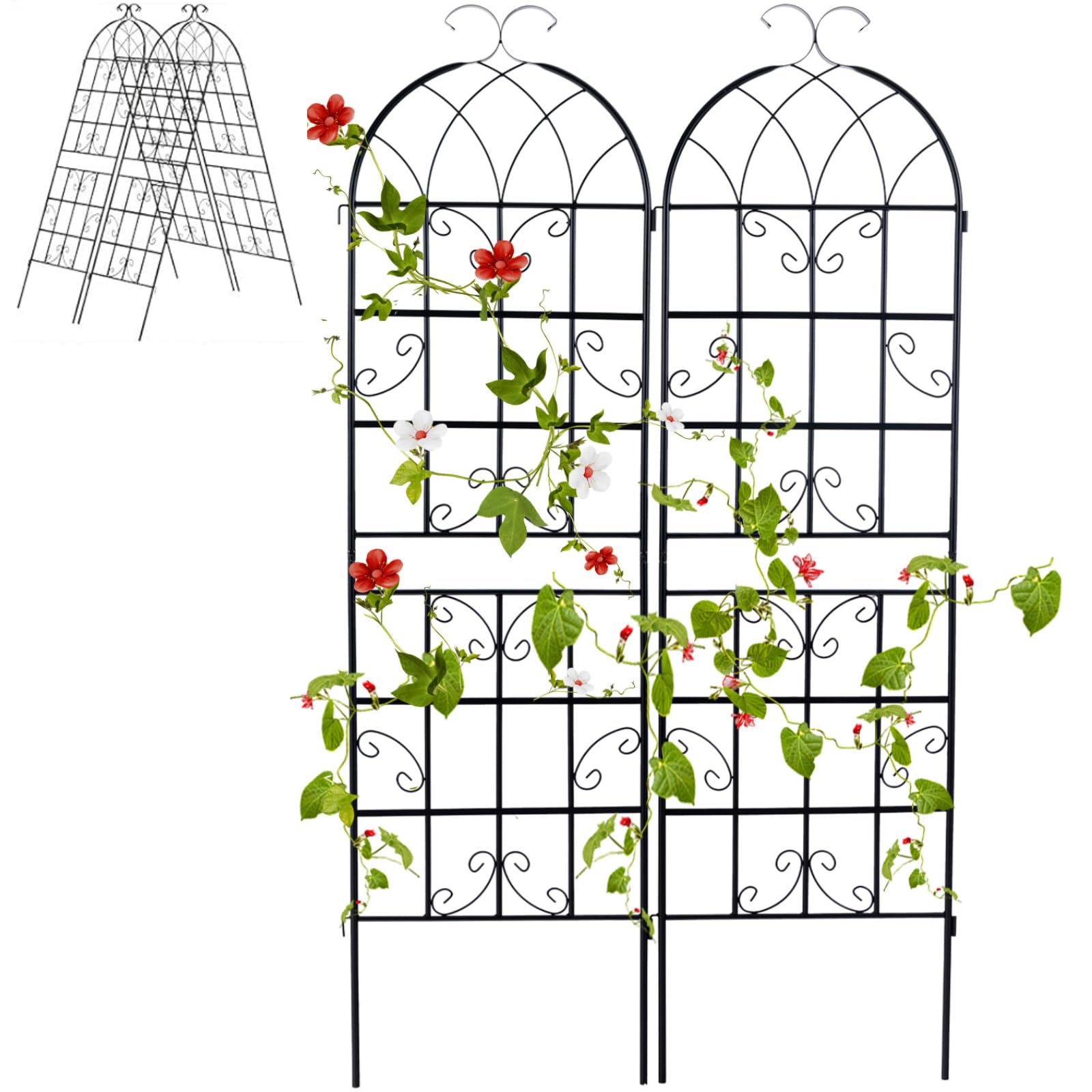 Giantexuk 180/220x50cm garden trellis, 6ft/7.2ft tall galvanized metal fence climbing plants support frame