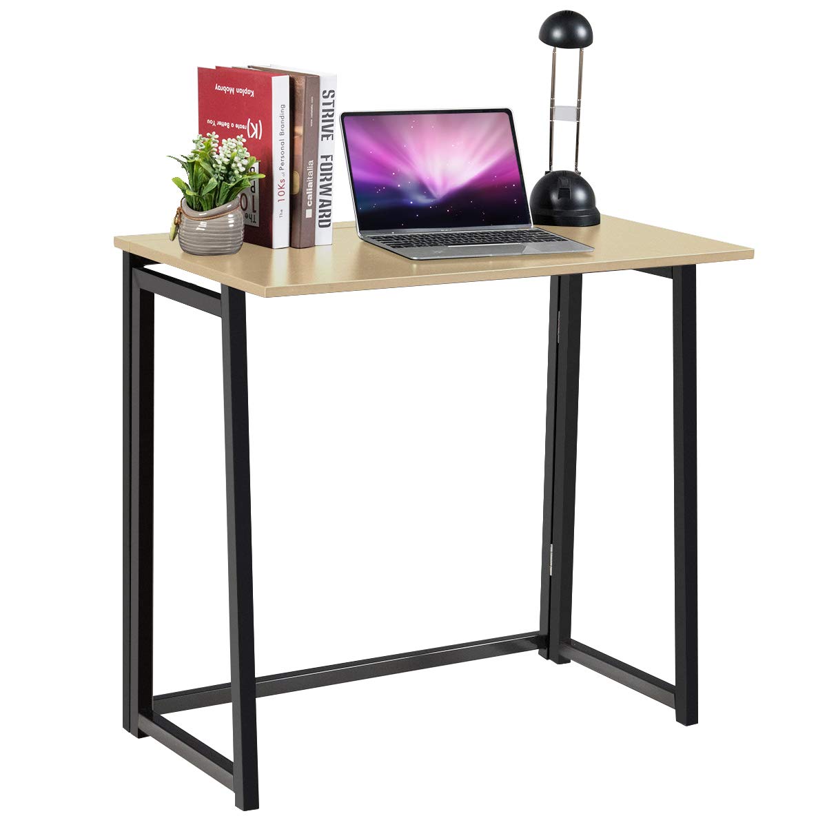 Folding computer desk, no-assembly simple pc laptop table writing workstation, 80 x 45 x 74cm