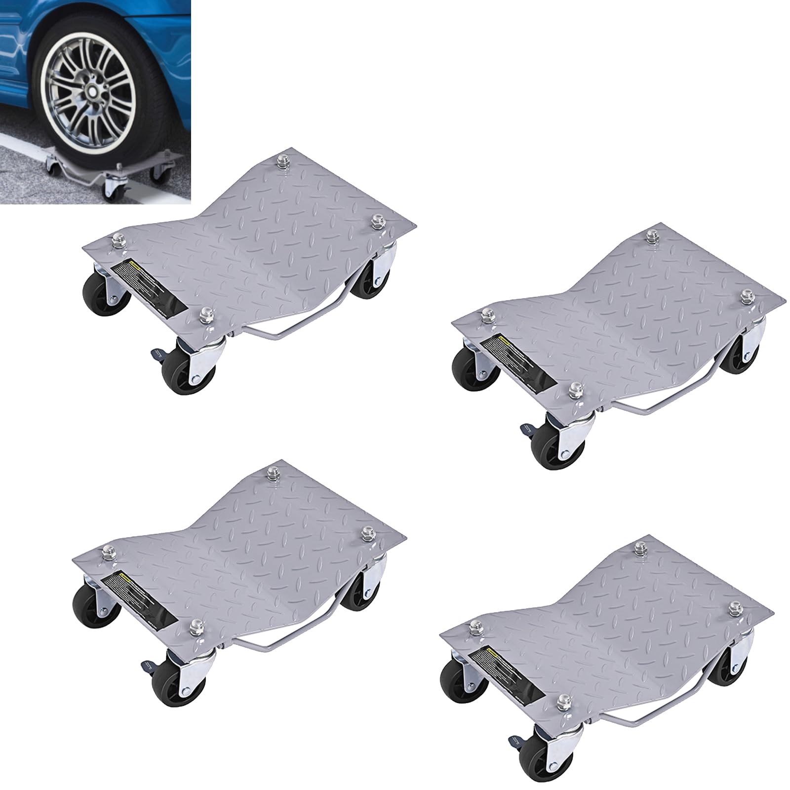 Giantexuk 4 pack tire wheel dollies, 2720kg heavy duty car tire skates positioning trolley with wheels