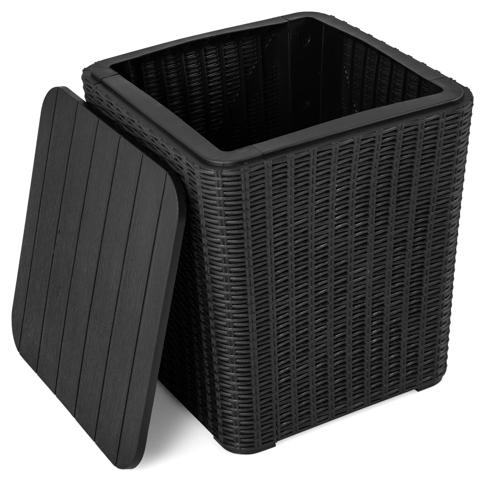 Giantexuk garden storage box, waterproof deck boxes with removable sit-on lid