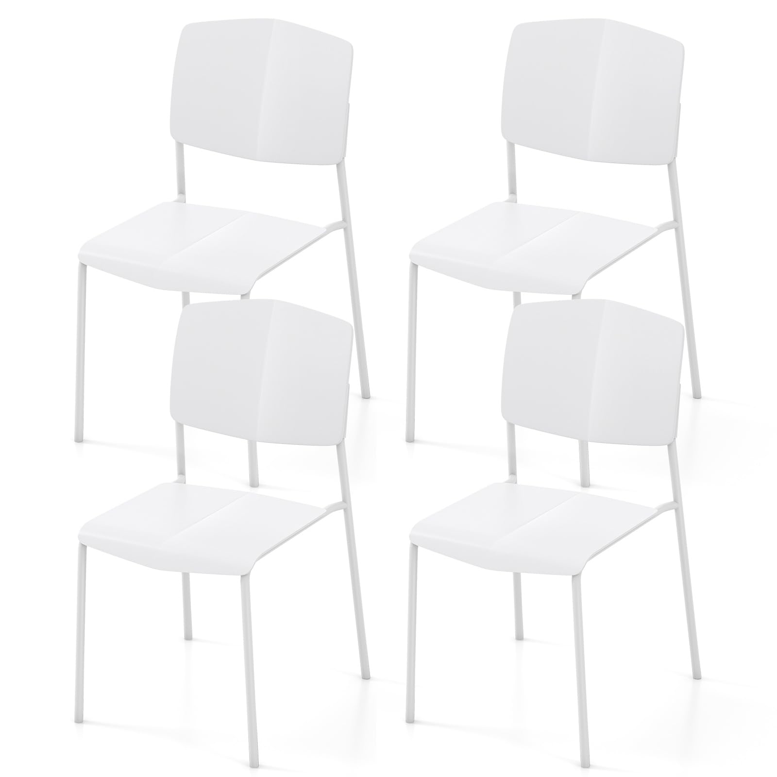 Dining chairs set of 4, stackable kitchen chairs with ergonomic backrest & wide seat