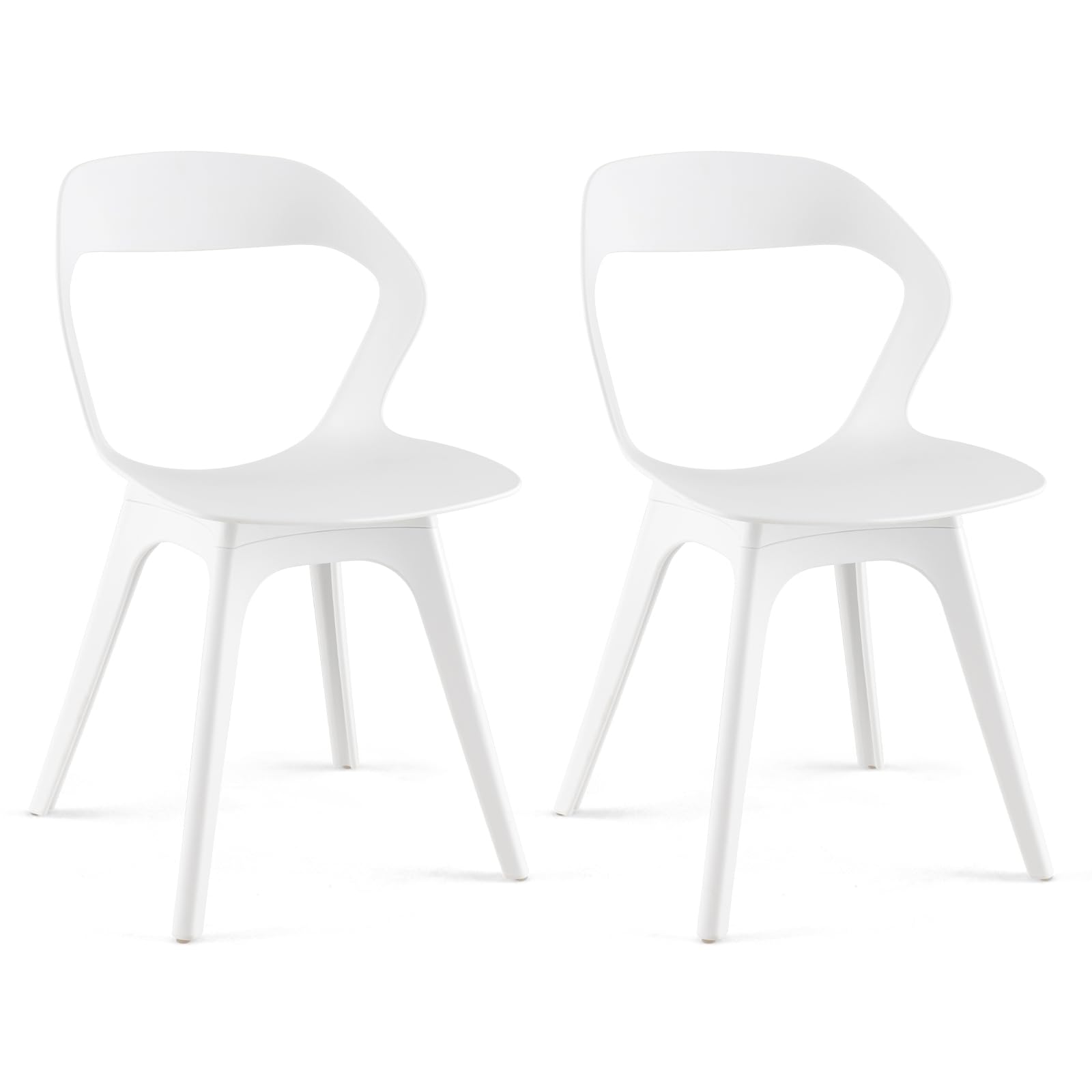 Dining chair set of 2, plastic kitchen chairs with backrest and anti-slip feet