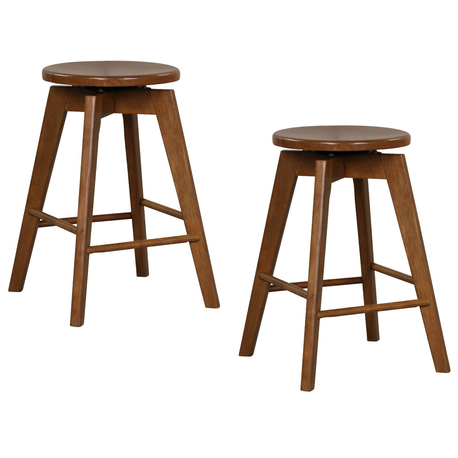 Giantexuk bar stools set of 2/4, rubber wood swivel barstools with footrests & non-slip foot pads