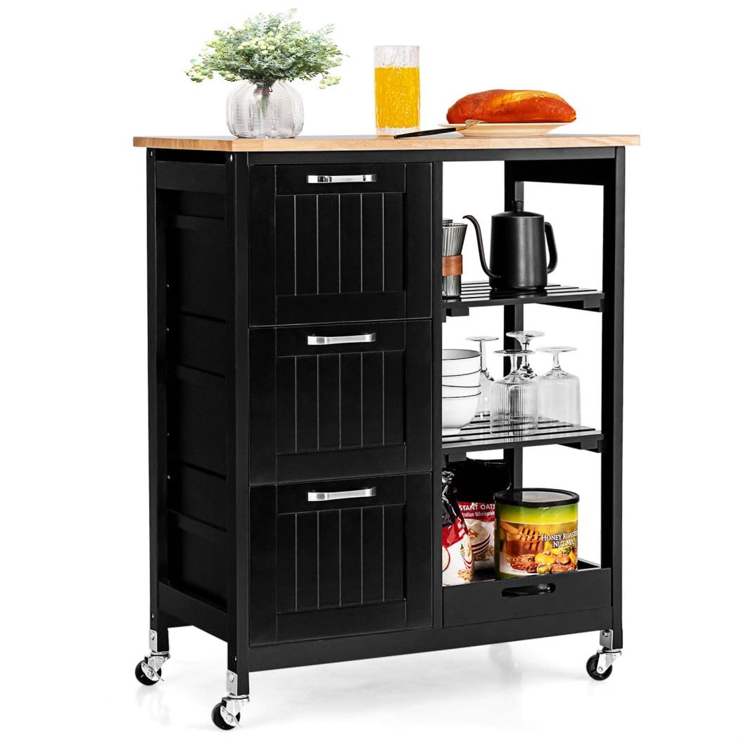 Giantexuk kitchen island cart, 4-tier serving cart with drawers