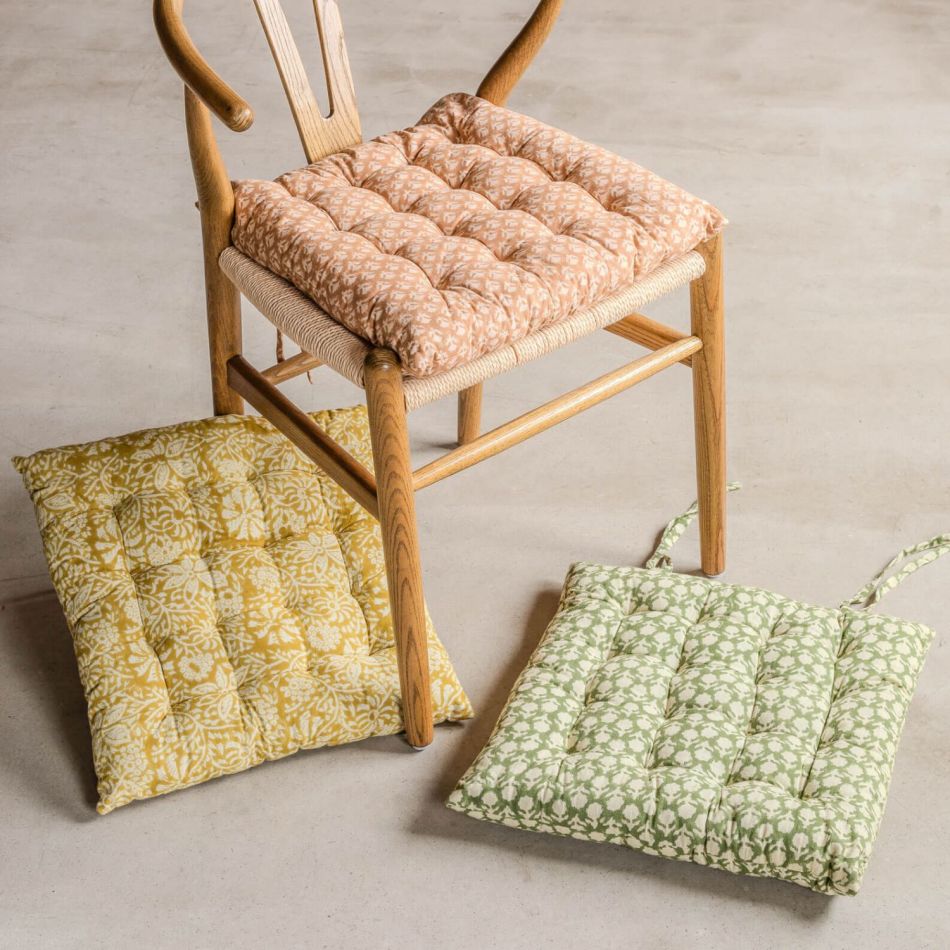 Block Printed Floral Seat Pads