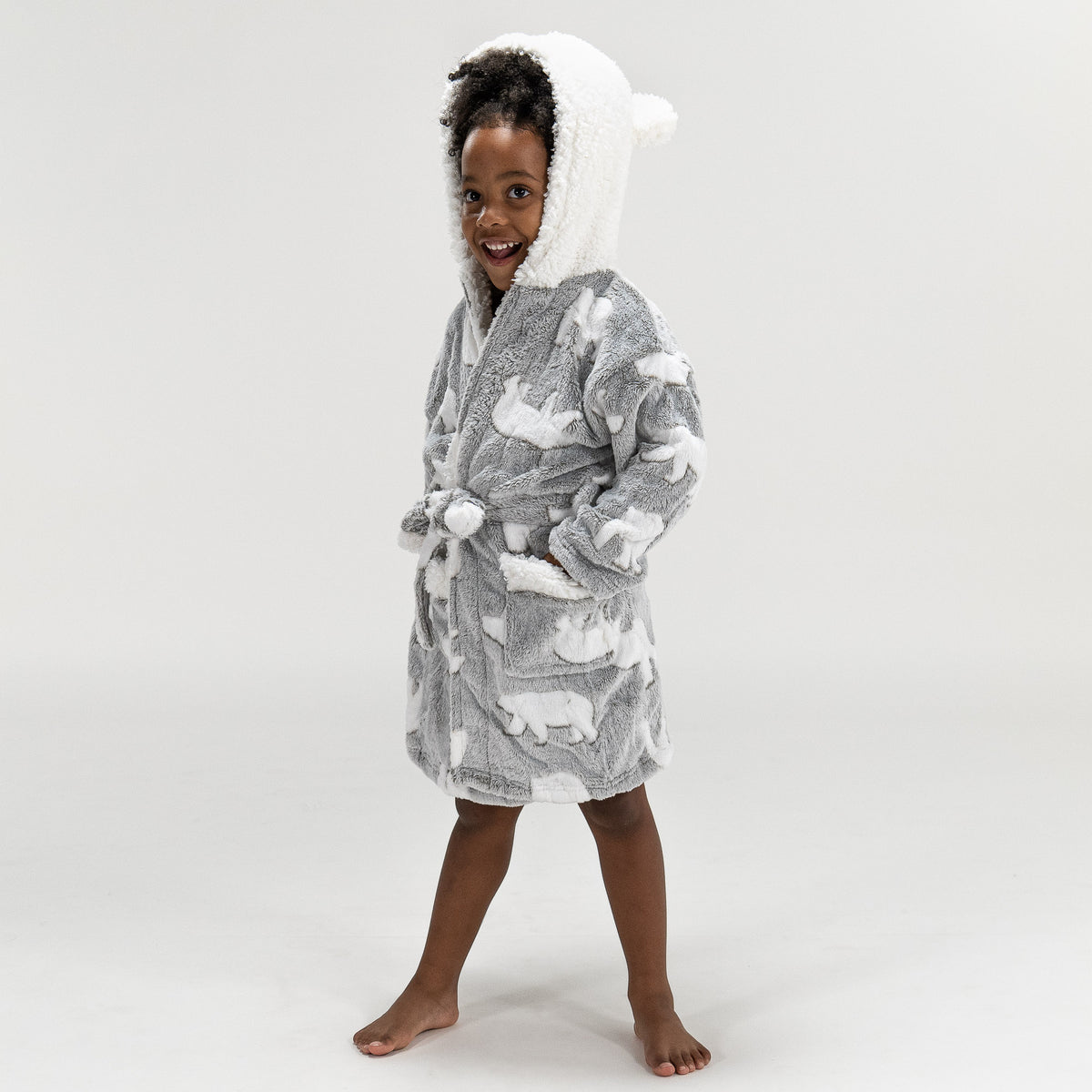 Children’s Polar Bear Printed Fleece Robe