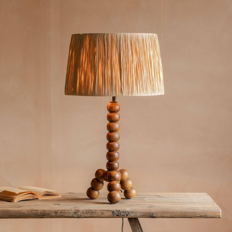 Bobbin Tripod Wood Table Lamp