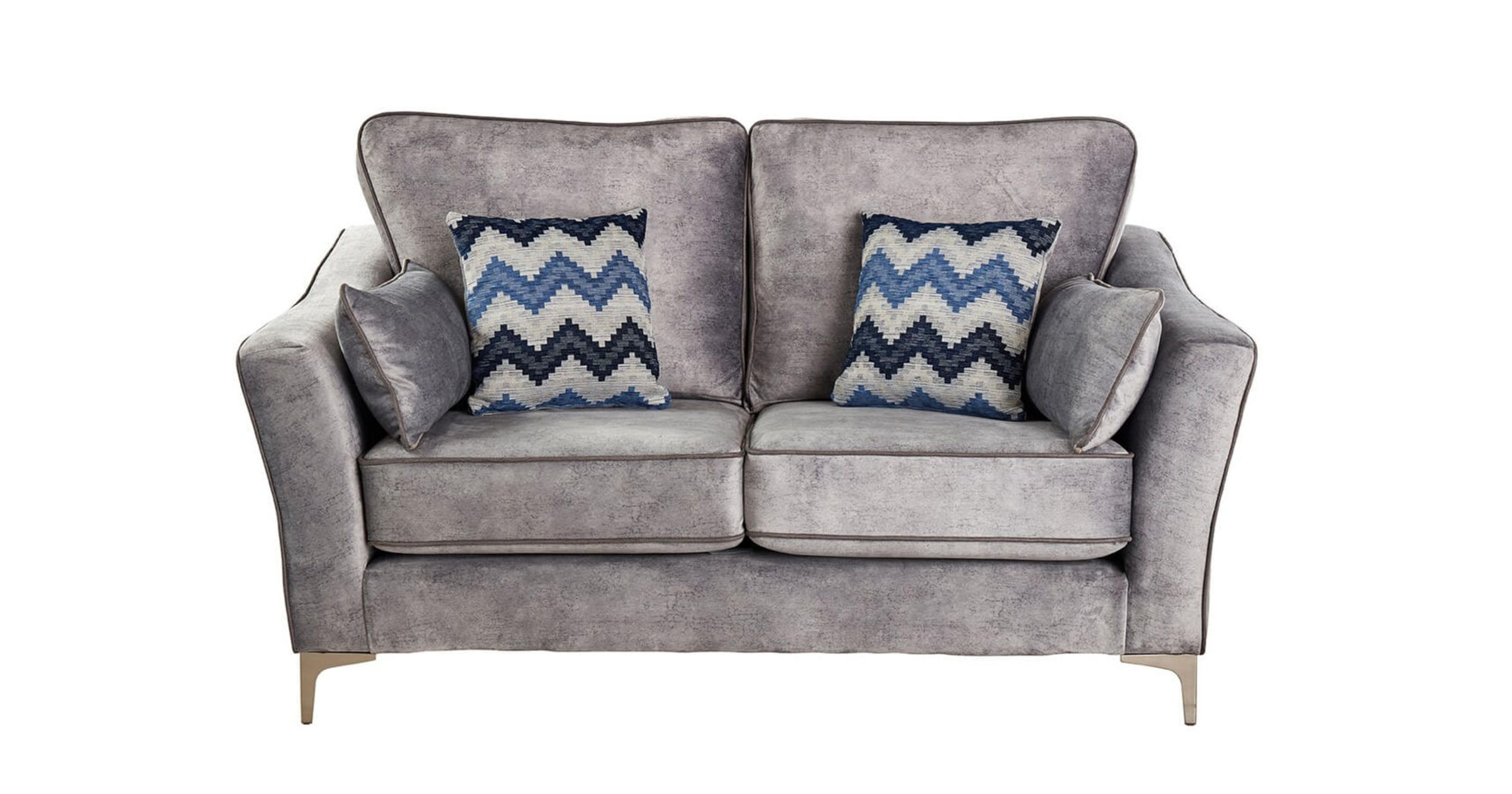 Louise 2 Seater Fabric Sofa Settee In Marble Platinum