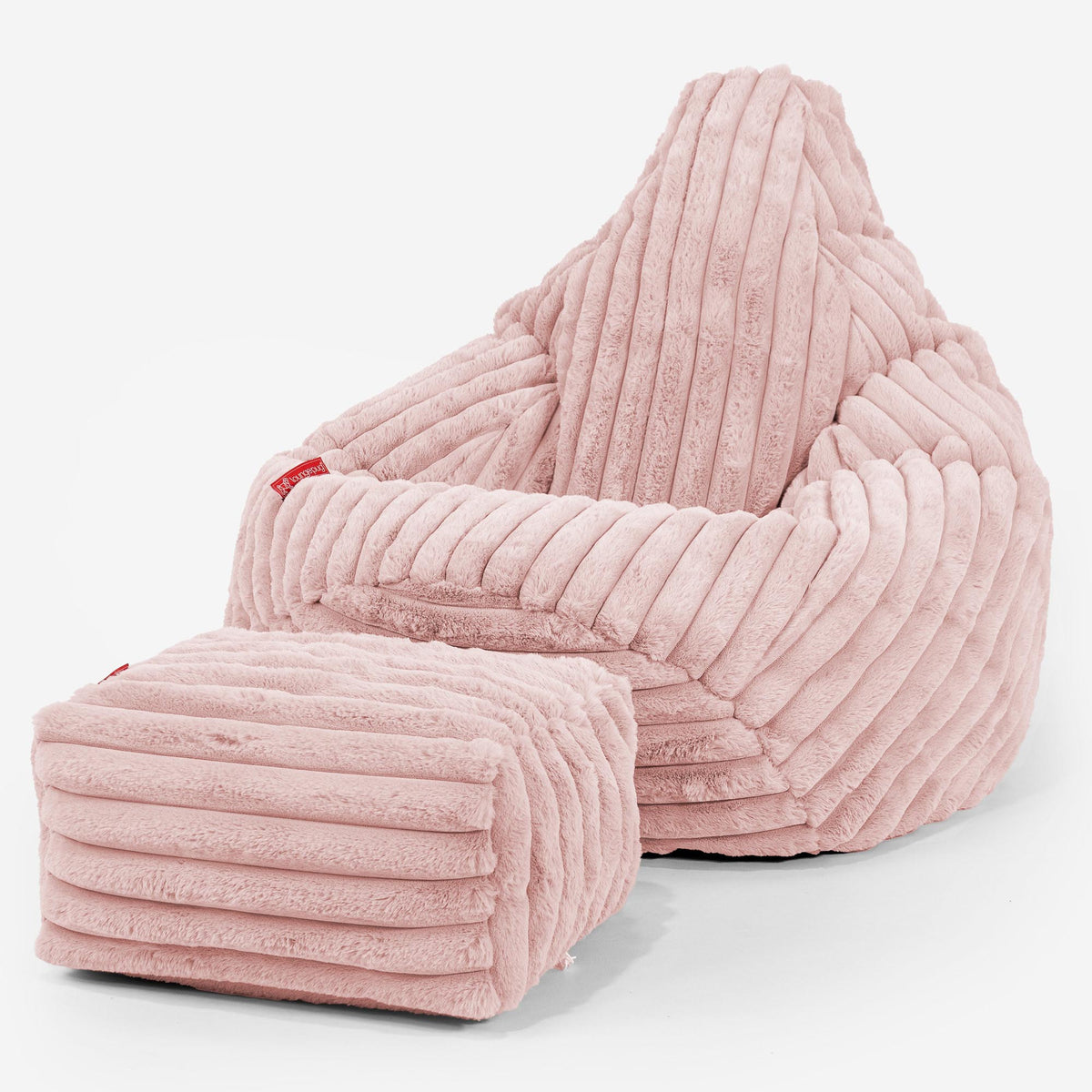 Highback Bean Bag Chair Ultra Plush Cord Dusty Pink