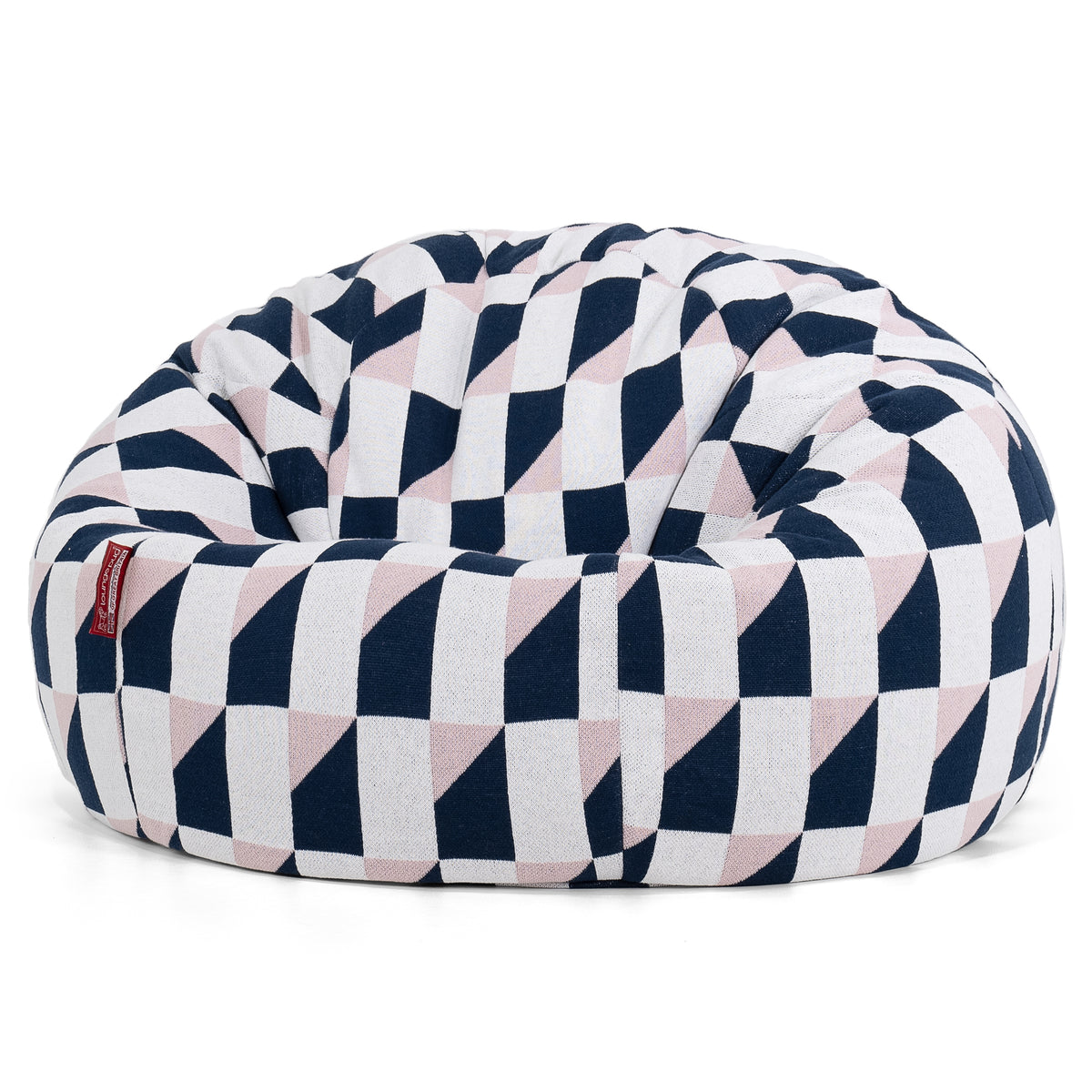 Classic Bean Bag Chair Cotton Blend Geometric Blue