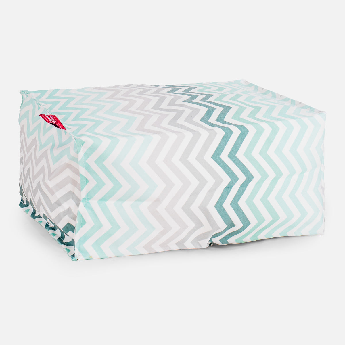 Small Footstool Geo Print Chevron Teal