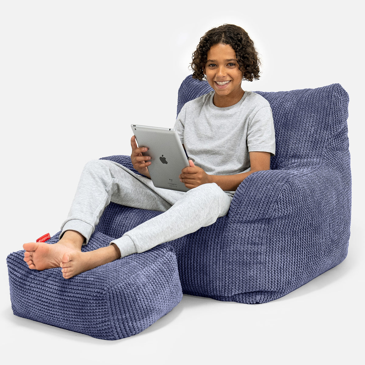 Teens Bean Bag Armchair 6-14 yr Pom Pom Purple