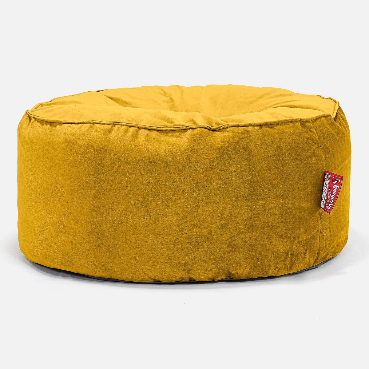 Large Round Pouffe Velvet Mustard