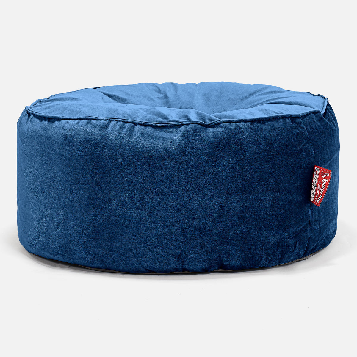 Large Round Pouffe Velvet Midnight Blue