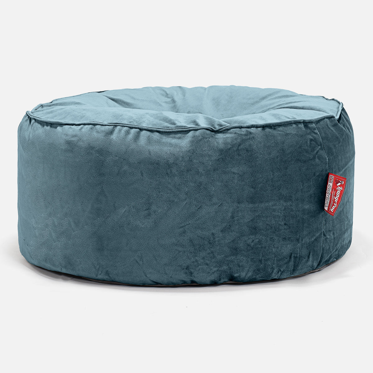 Large Round Pouffe Velvet Teal