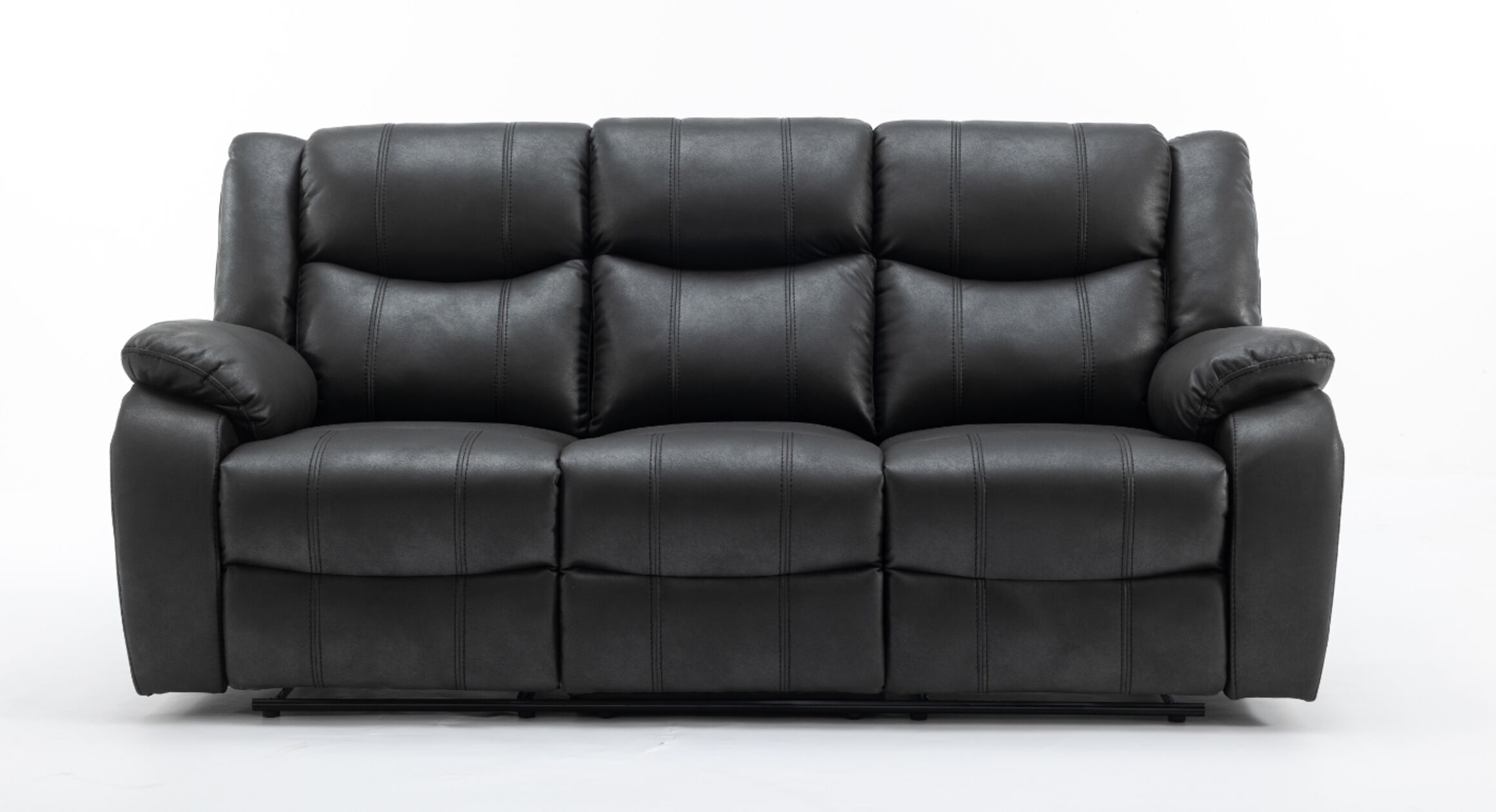 Monte 3 Seater Reclining Cinema Console Sofa Black Fabric