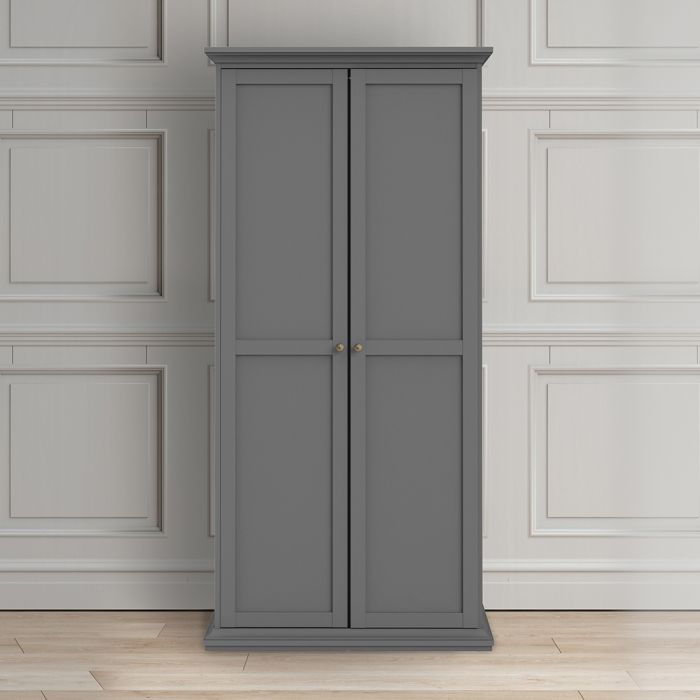 Paris Wardrobe with 2 Doors in Matt Grey – UK