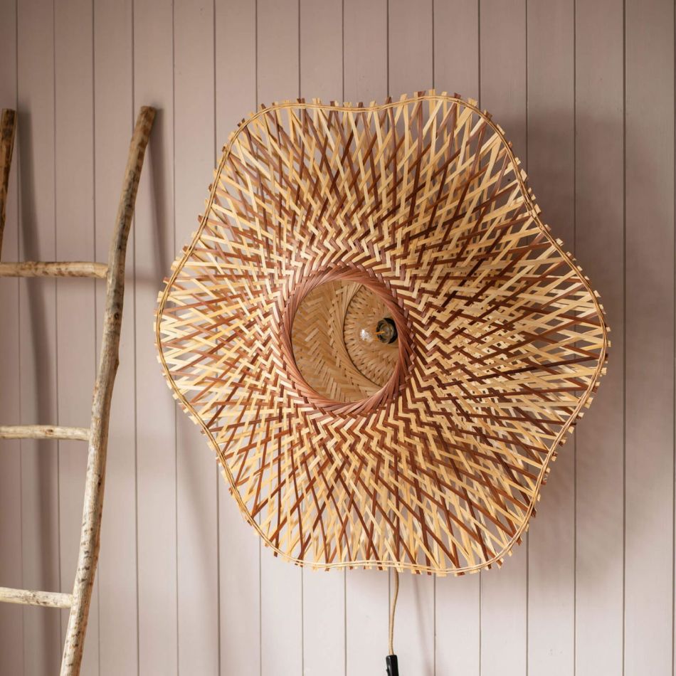 Natural Woven Bamboo Wall Light Large