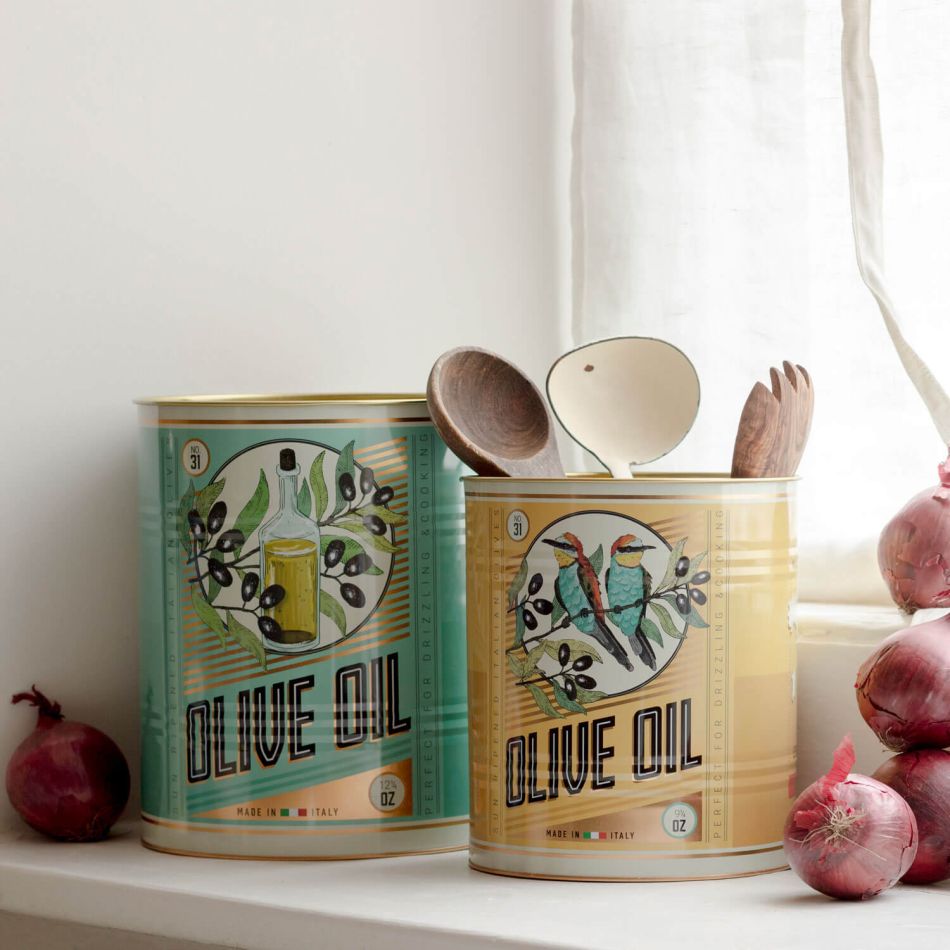 Set of Two XL Olive Oil Tins