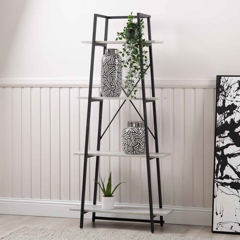 Sade 170cm 4-Tier Black and Grey Display Unit