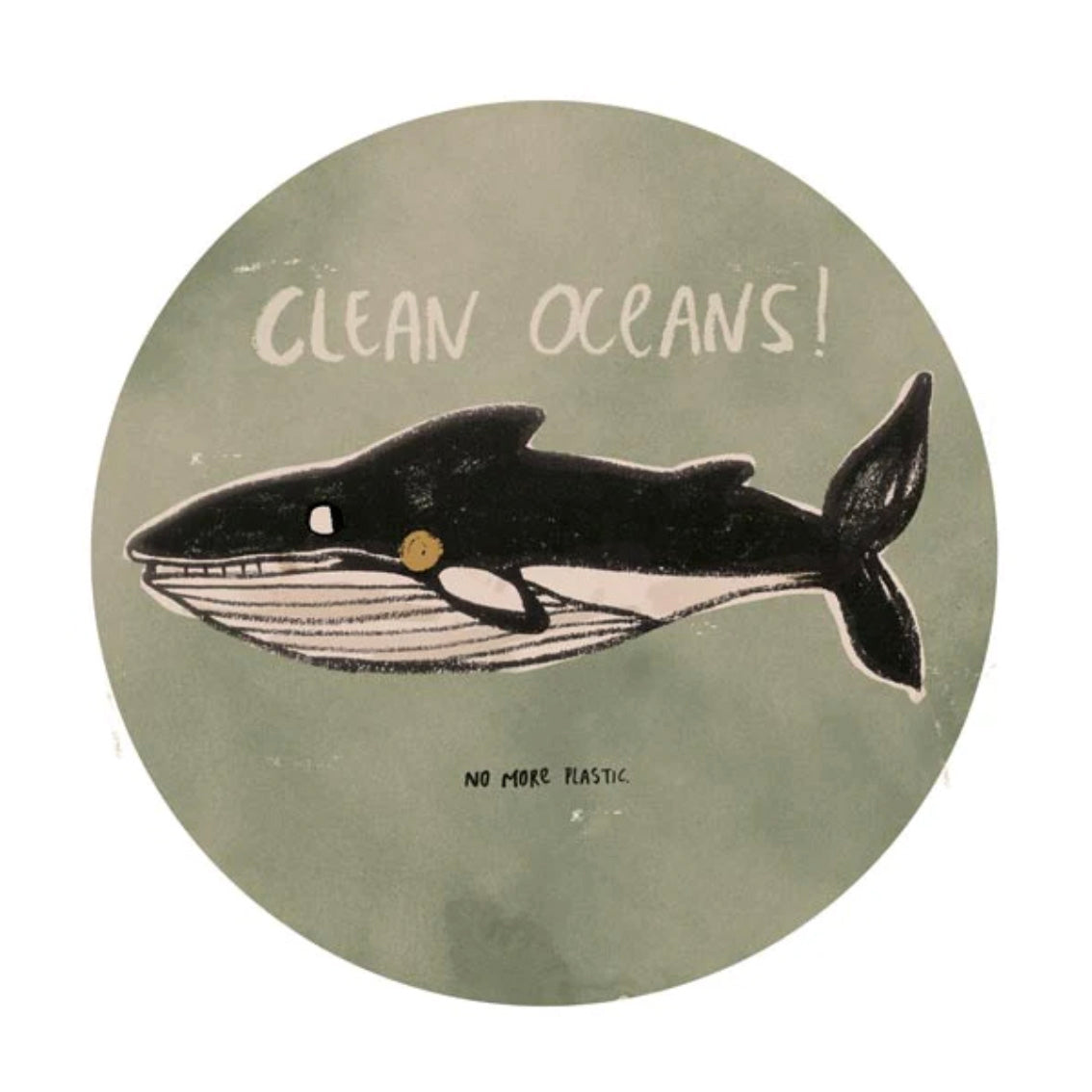 Whale ‘Clean Oceans’ Circular Wallsticker